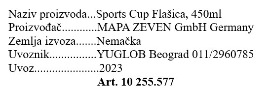 Nuk flašica sa sportskim čepom Sports Cup 255577.1 deklaracija